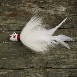 Tomo's Tackle Smiling Bill White Bucktail Jig With Hackle