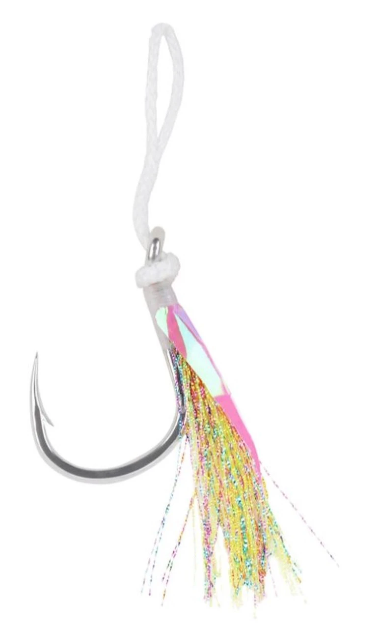 Mustad Heavy Duty Jigging Assist Rig, White W/ Green Flash 1 Mustad Heavy Duty Jigging Assist Rig, White W/ Green Flash